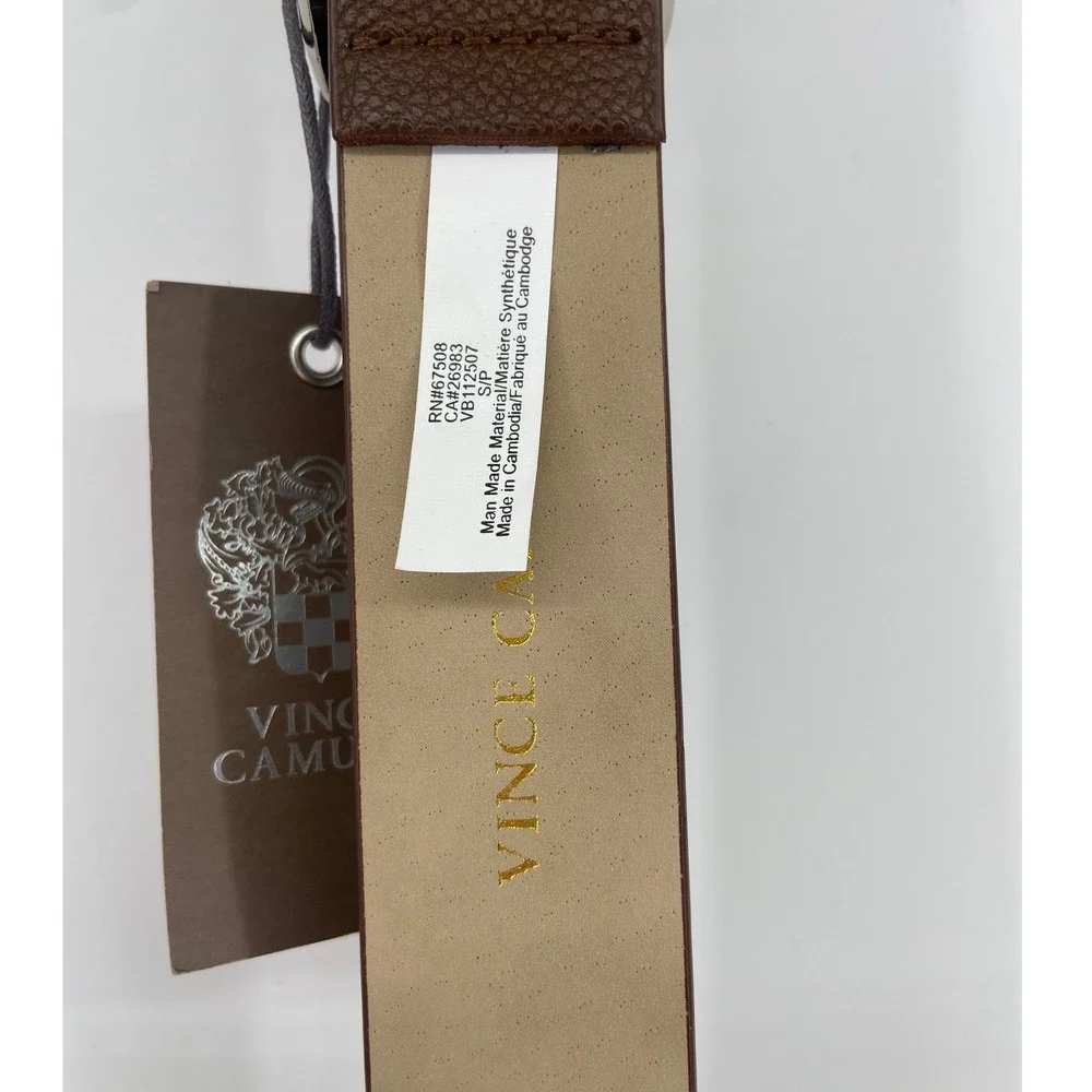 Vince Camuto Womens Brown Pebbled Belt Silver Horseshoe Buckle VB112507 Size S